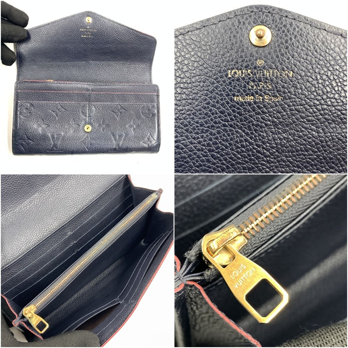Louis Vuitton Monogram Empreinte Portefeuille Sarah Bifold Wallet Navy — view 6