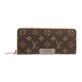 Louis Vuitton Monogram Portefeuille Clemence Zip Around Wallet Brown Pink