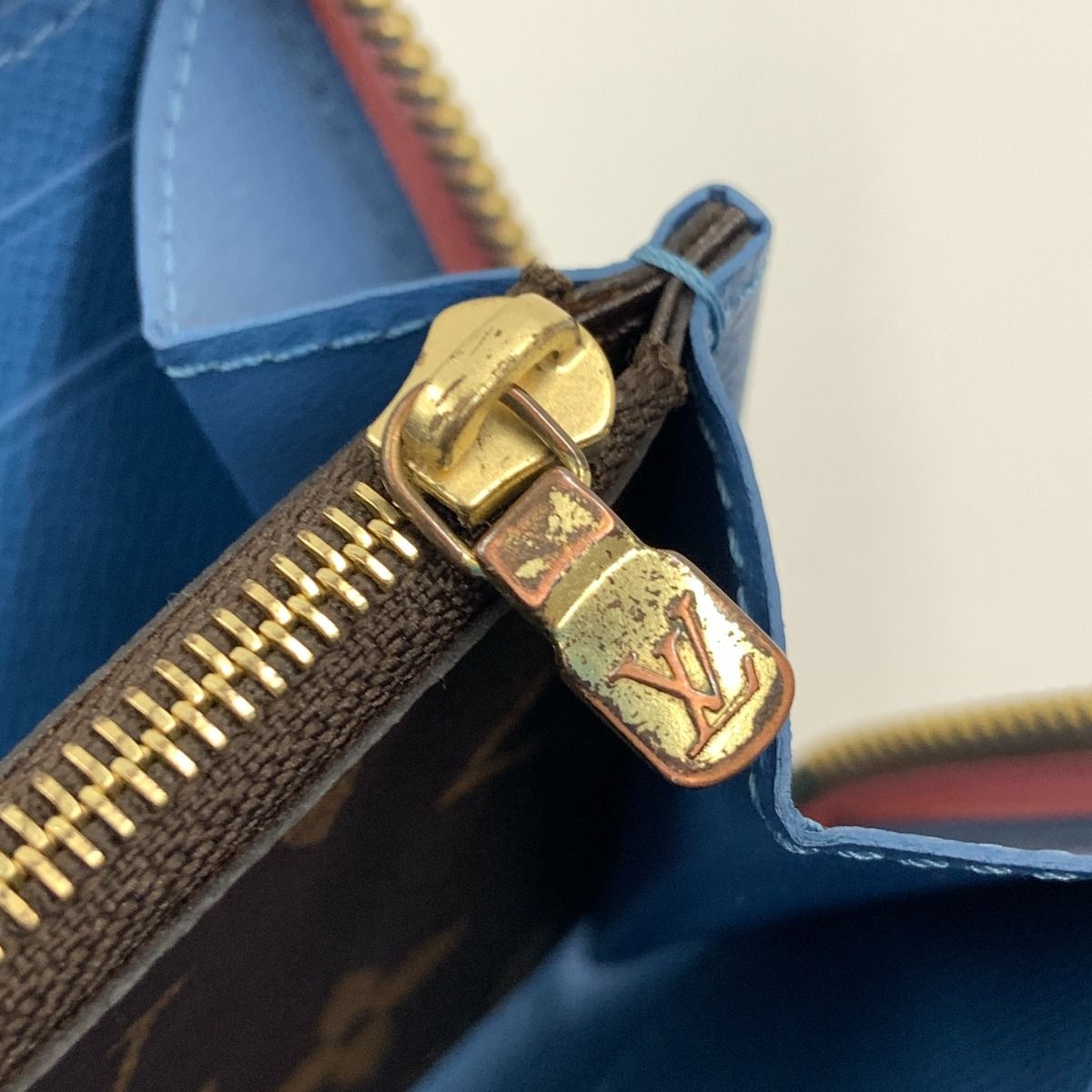 Louis Vuitton Monogram Portefeuille Clemence Zip Around Wallet Brown Pink — view 7