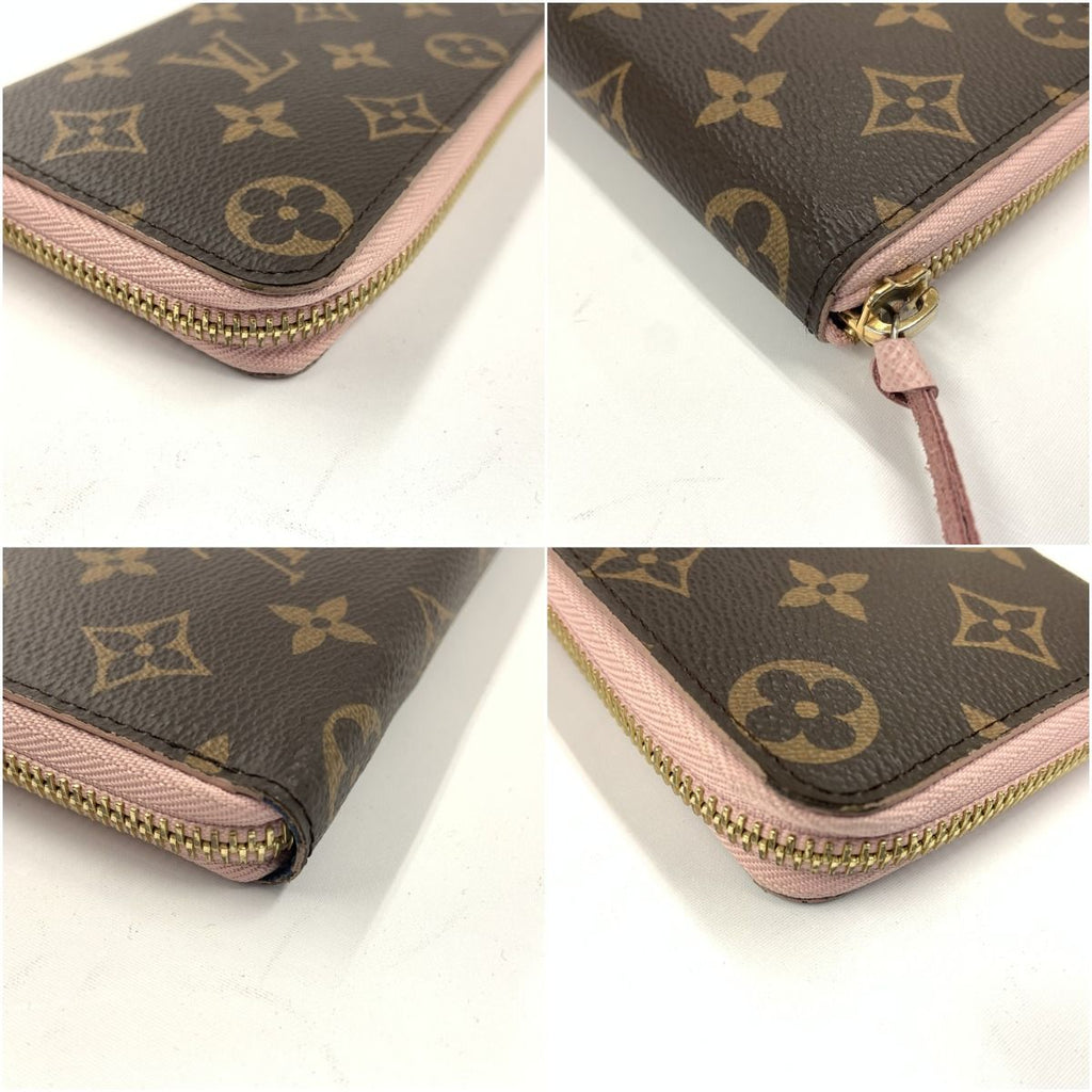 Louis Vuitton Monogram Portefeuille Clemence Zip Around Wallet Brown Pink — view 4