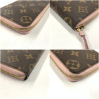 Louis Vuitton Monogram Portefeuille Clemence Zip Around Wallet Brown Pink — view 4