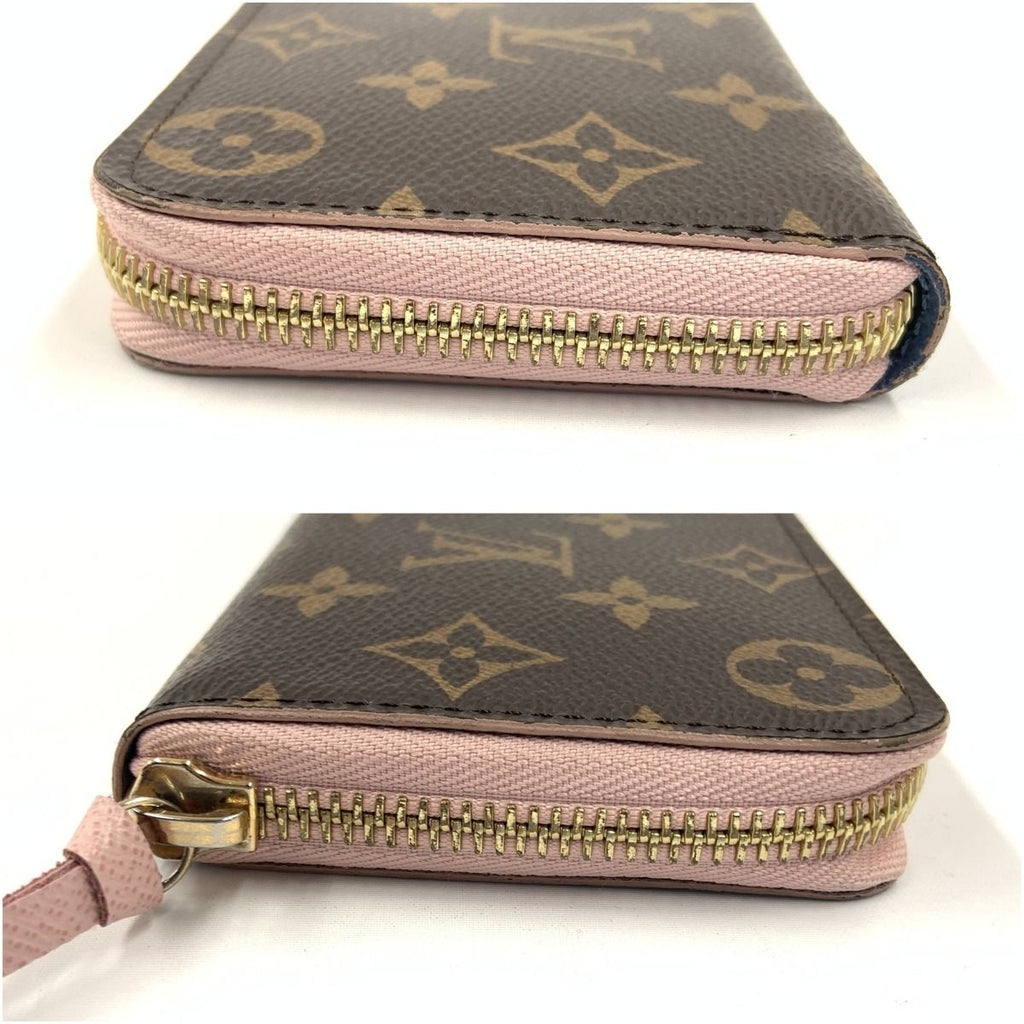 Louis Vuitton Monogram Portefeuille Clemence Zip Around Wallet Brown Pink — view 3