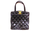 Chanel Handbag Quilted Lambskin Big CC Logo Gold Black