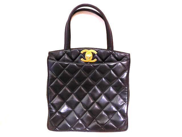 Chanel Handbag Quilted Lambskin Big CC Logo Gold Black