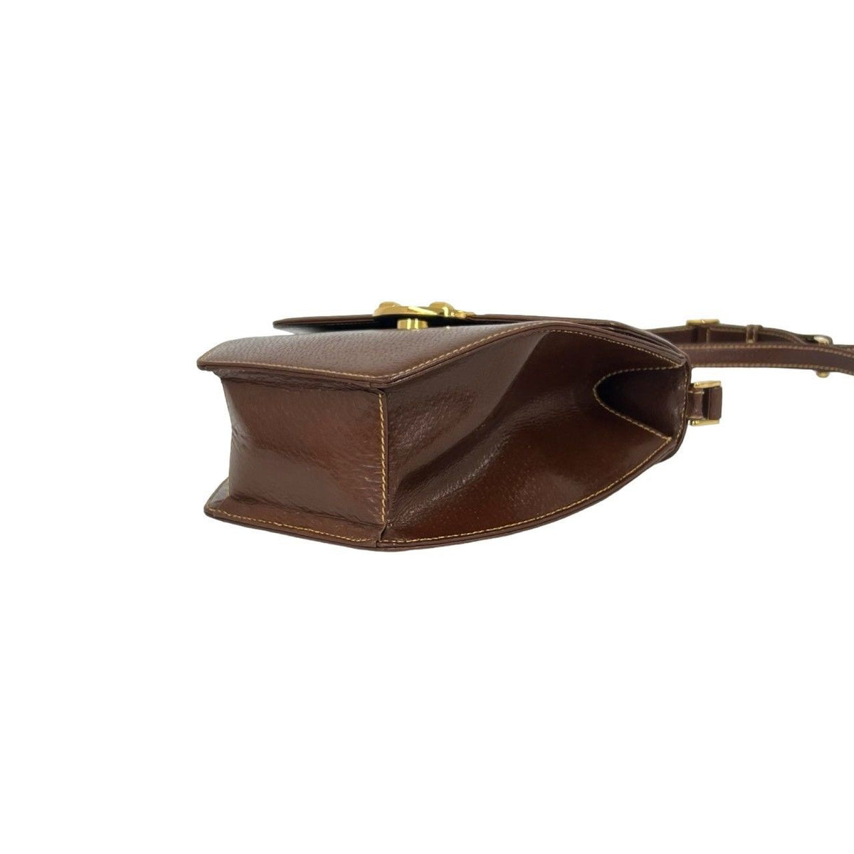 Gucci Vintage Logo Leather Shoulder Bag Pochette Brown — view 6