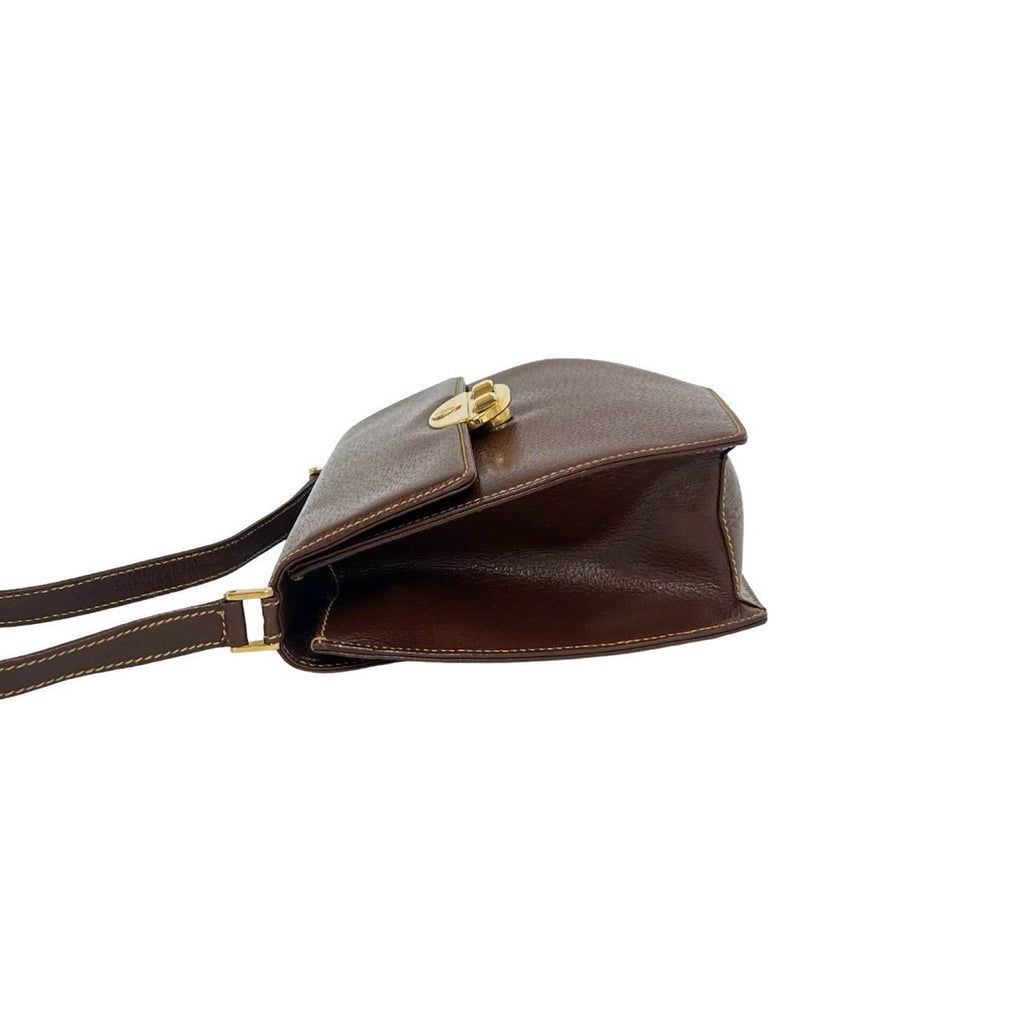 Gucci Vintage Logo Leather Shoulder Bag Pochette Brown — view 7