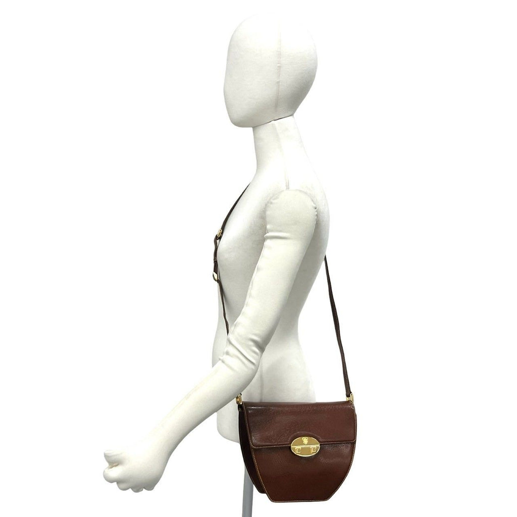 Gucci Vintage Logo Leather Shoulder Bag Pochette Brown — view 2