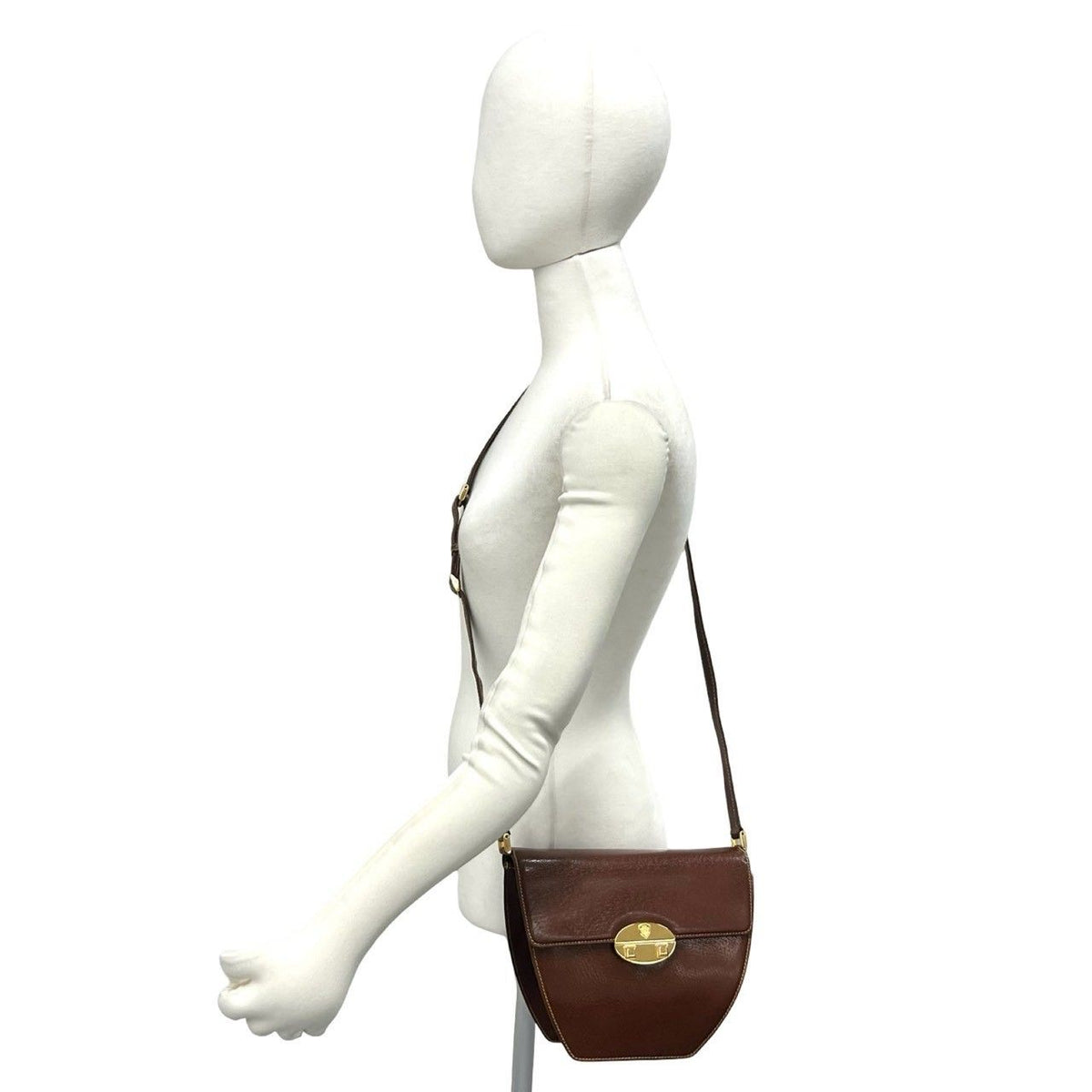 Gucci Vintage Logo Leather Shoulder Bag Pochette Brown — view 2