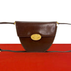 Gucci Vintage Logo Leather Shoulder Bag Pochette Brown