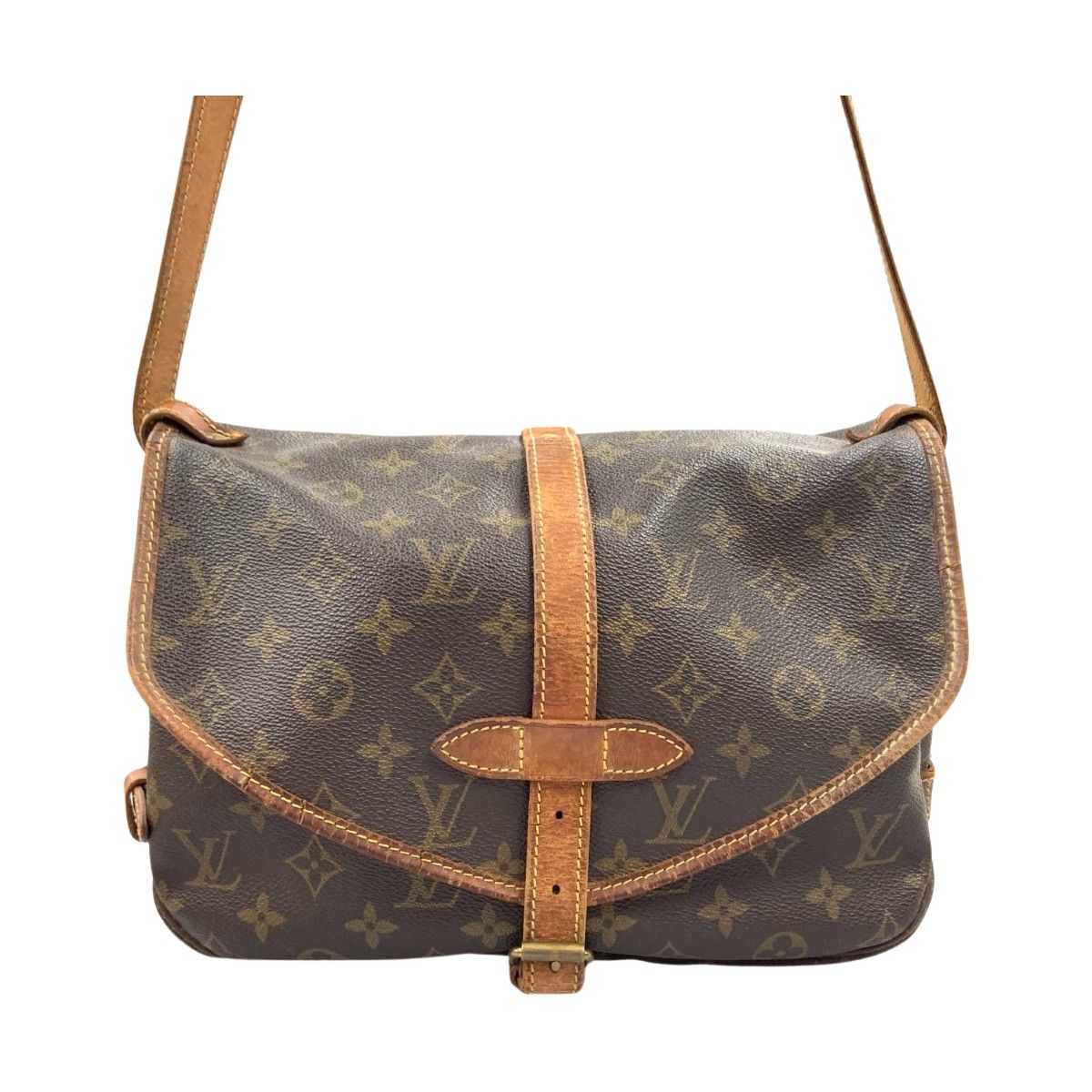 Louis Vuitton Monogram Saumur Shoulder Bag Brown