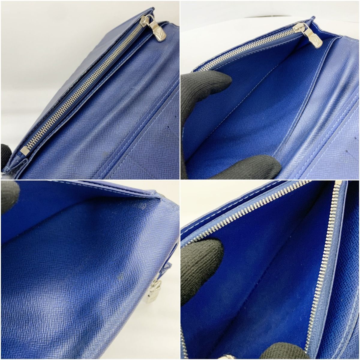 Louis Vuitton Taigarama Portefeuille Brazza Bifold Wallet Navy — view 8