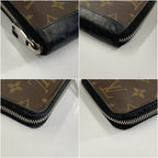 Louis Vuitton Monogram Macassar Zippy Wallet Vertical Zip Around Black Brown — view 7