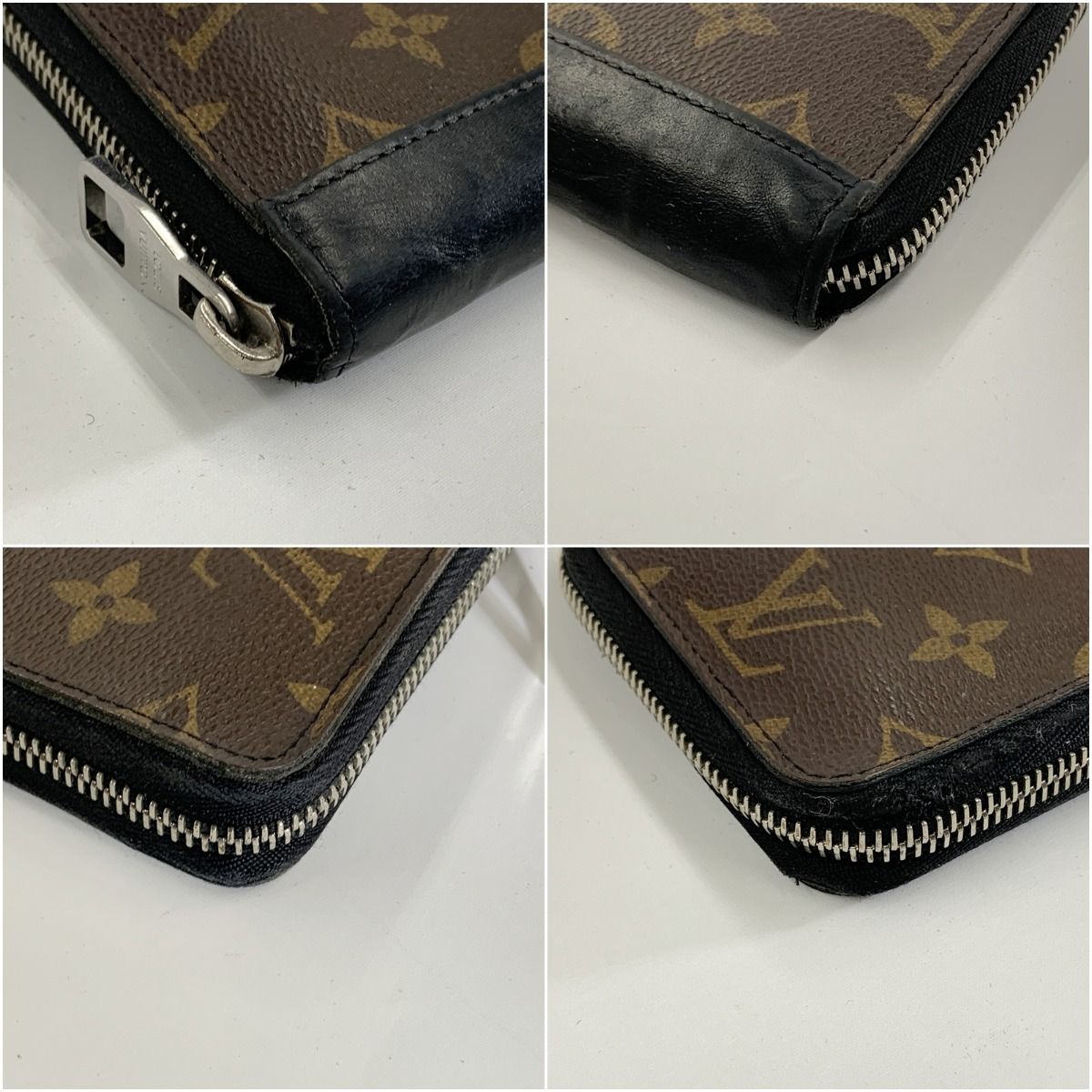 Louis Vuitton Monogram Macassar Zippy Wallet Vertical Zip Around Black Brown — view 7