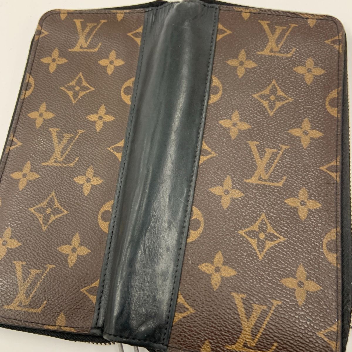 Louis Vuitton Monogram Macassar Zippy Wallet Vertical Zip Around Black Brown — view 3