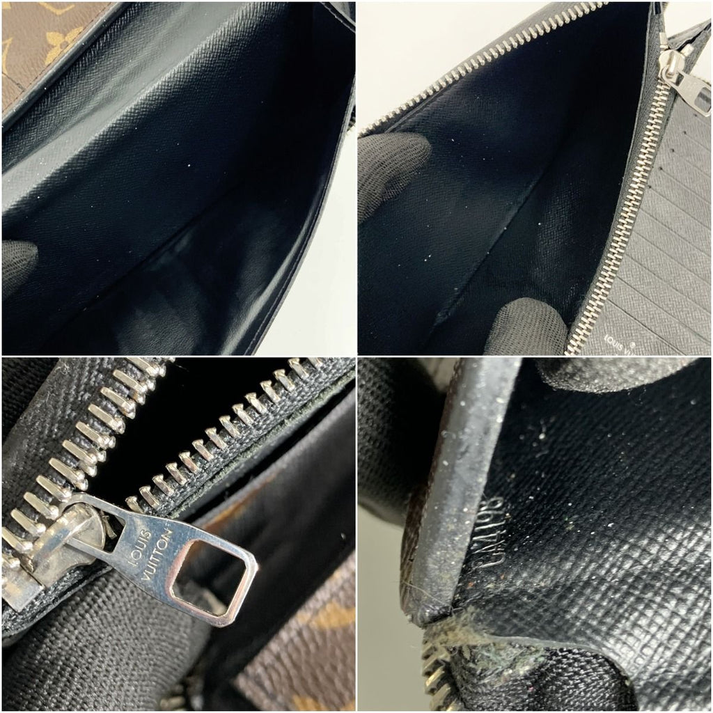 Louis Vuitton Monogram Macassar Zippy Wallet Vertical Zip Around Black Brown — view 6
