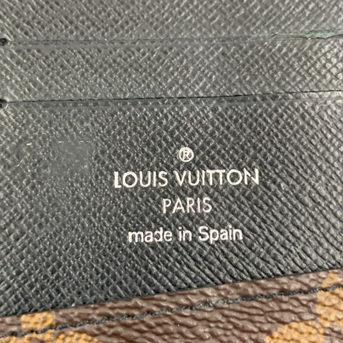 Louis Vuitton Monogram Macassar Zippy Wallet Vertical Zip Around Black Brown — view 5
