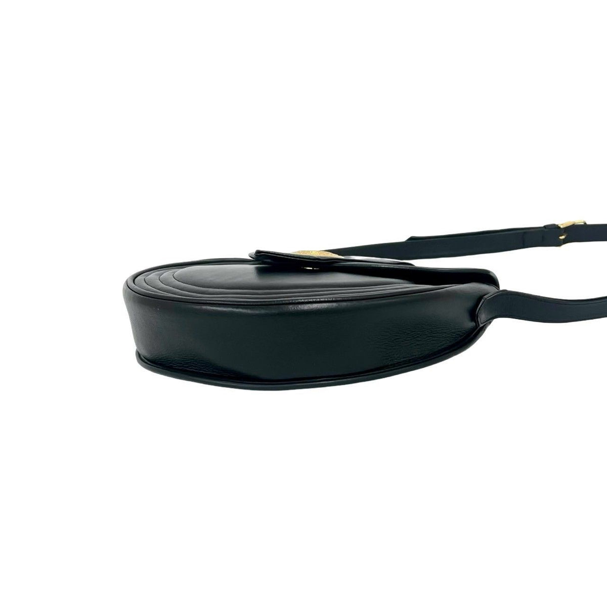 Saint Laurent Yves Vintage Round Logo Leather Shoulder Bag Black — view 8