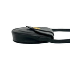 Saint Laurent Yves Vintage Round Logo Leather Shoulder Bag Black — view 6