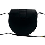 Saint Laurent Yves Vintage Round Logo Leather Shoulder Bag Black — view 3