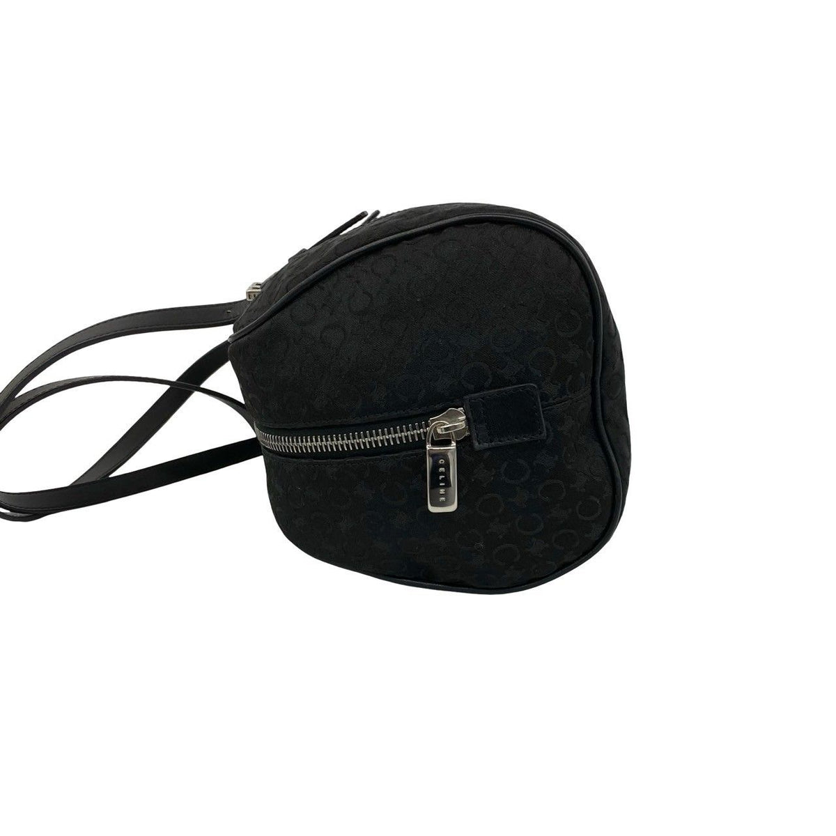 Celine C Macadam Blason Triomphe Pattern Canvas Leather Handbag Drum Bag Black — view 5
