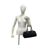 Celine C Macadam Blason Triomphe Pattern Canvas Leather Handbag Drum Bag Black — view 2
