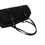 Celine C Macadam Blason Triomphe Pattern Canvas Leather Handbag Drum Bag Black — view 4
