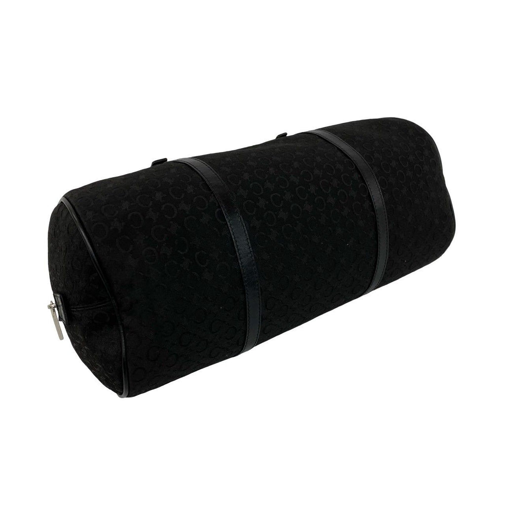 Celine C Macadam Blason Triomphe Pattern Canvas Leather Handbag Drum Bag Black — view 7