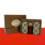 Gucci Vintage Sherry Line GG Pattern Logo Leather Bifold Wallet Brown