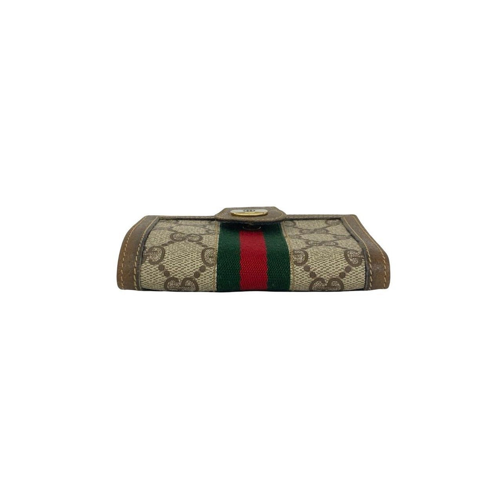 Gucci Vintage Sherry Line GG Pattern Logo Leather Bifold Wallet Brown — view 6