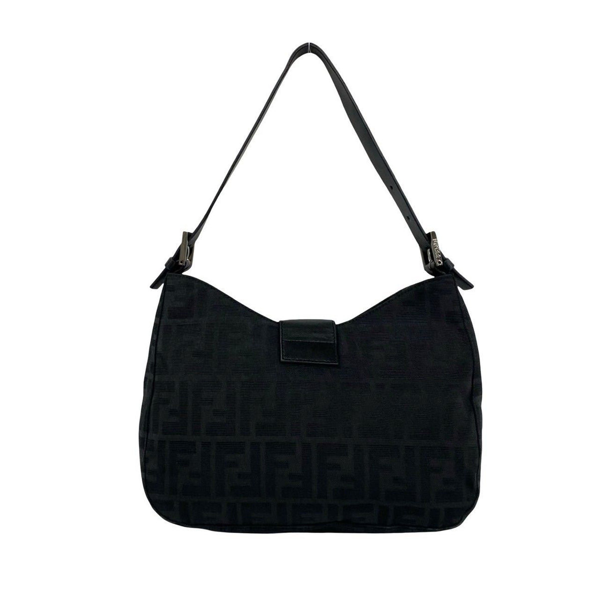 Fendi Vintage Zucca FF Pattern Canvas Leather Shoulder Bag Black — view 3