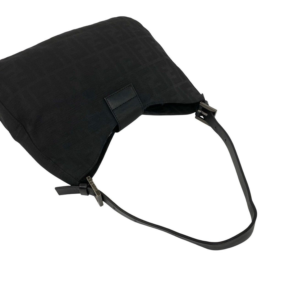 Fendi Vintage Zucca FF Pattern Canvas Leather Shoulder Bag Black — view 4