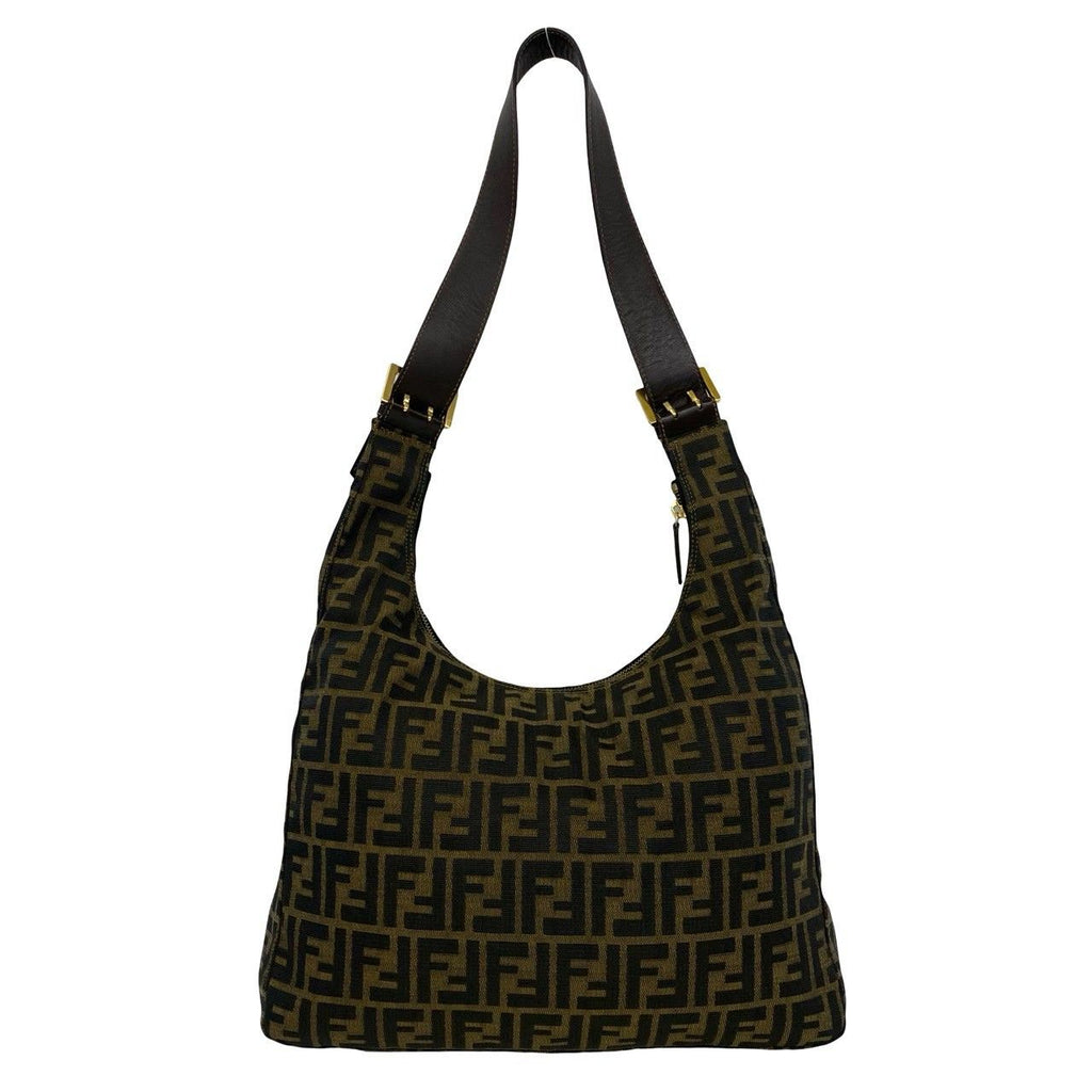 Fendi Vintage Zucca FF Pattern Canvas Leather Shoulder Bag Brown — view 3