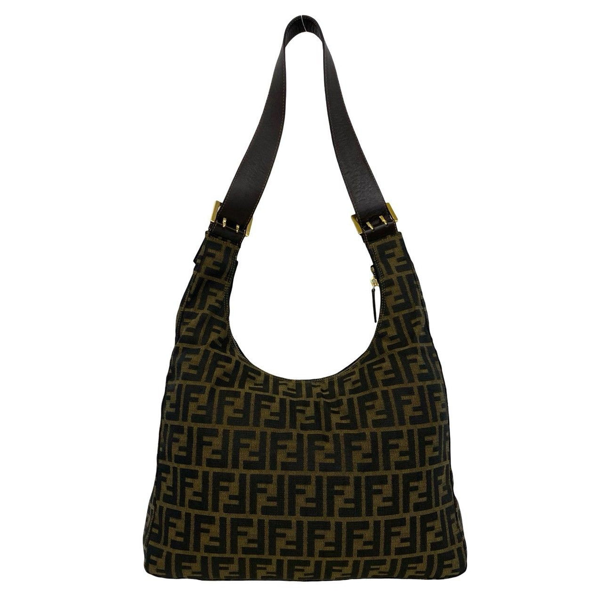 Fendi Vintage Zucca FF Pattern Canvas Leather Shoulder Bag Brown — view 3