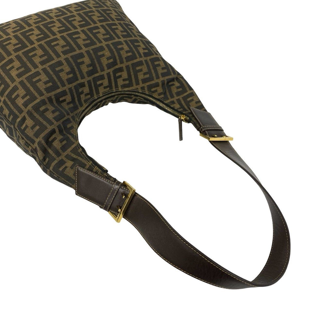 Fendi Vintage Zucca FF Pattern Canvas Leather Shoulder Bag Brown — view 4
