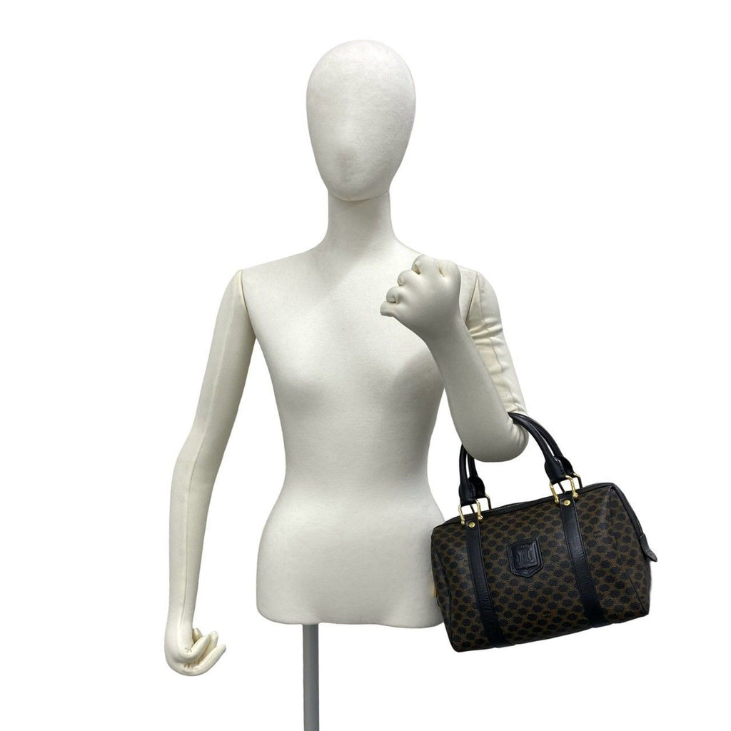 Celine Macadam Blason Pattern Triomphe Leather Mini Boston Bag Brown — view 2