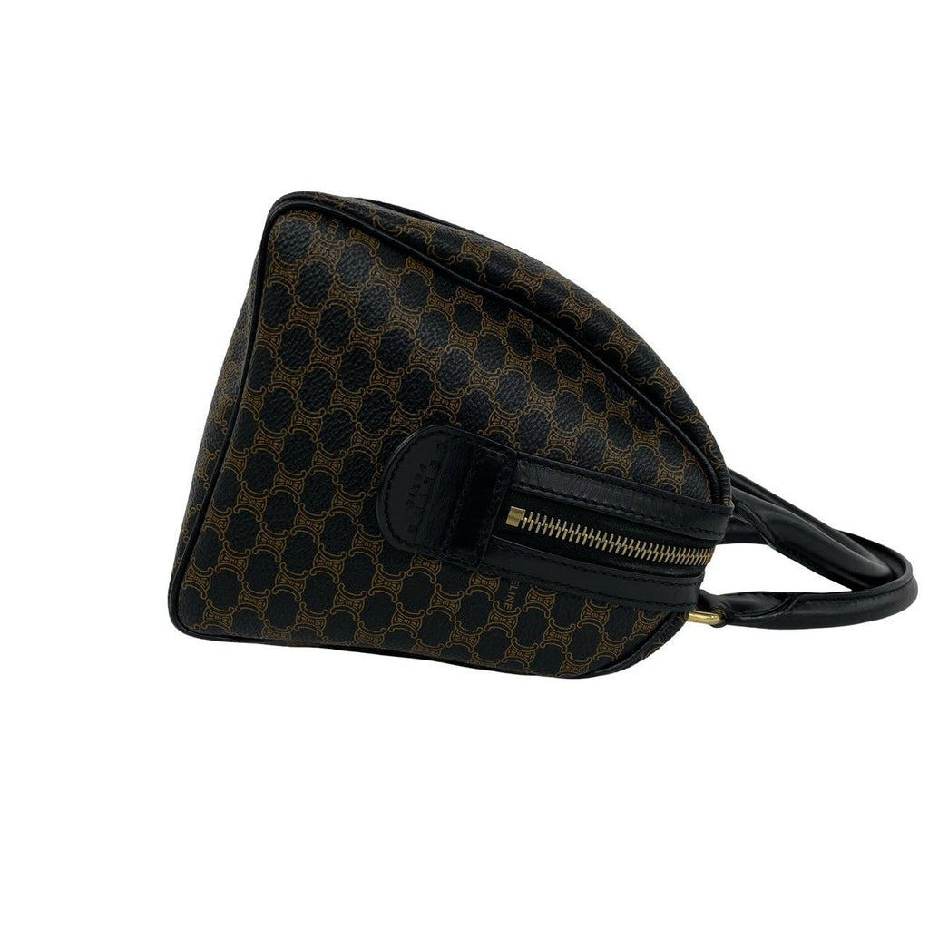 Celine Macadam Blason Pattern Triomphe Leather Mini Boston Bag Brown — view 6