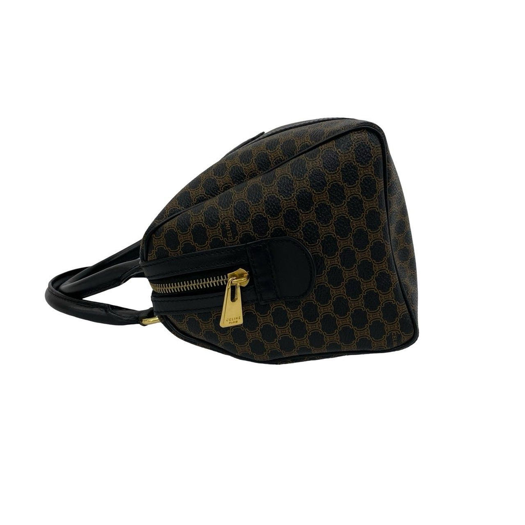 Celine Macadam Blason Pattern Triomphe Leather Mini Boston Bag Brown — view 5