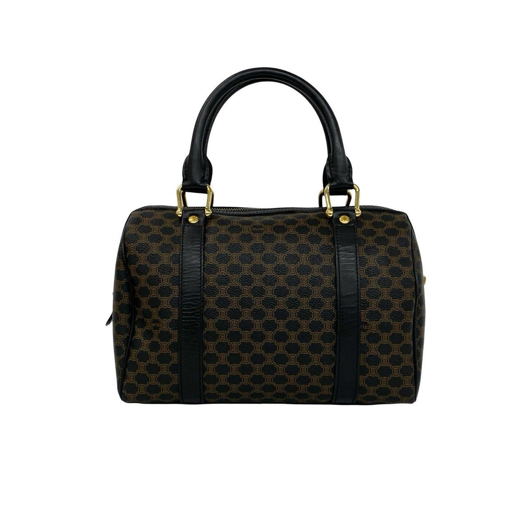 Celine Macadam Blason Pattern Triomphe Leather Mini Boston Bag Brown — view 3