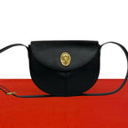 Dior Vintage CD Logo Leather Shoulder Bag Pochette Black