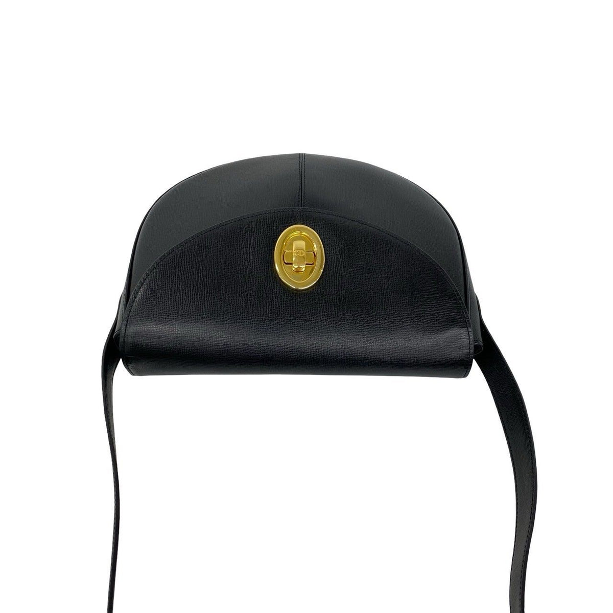Dior Vintage CD Logo Leather Shoulder Bag Pochette Black — view 4