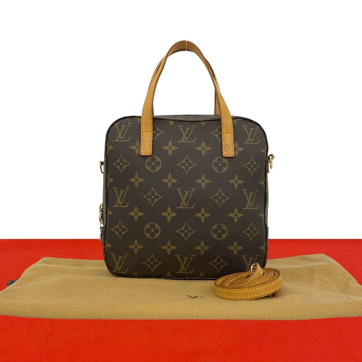 Louis Vuitton Spontini Monogram Leather 2-Way Shoulder Bag Brown