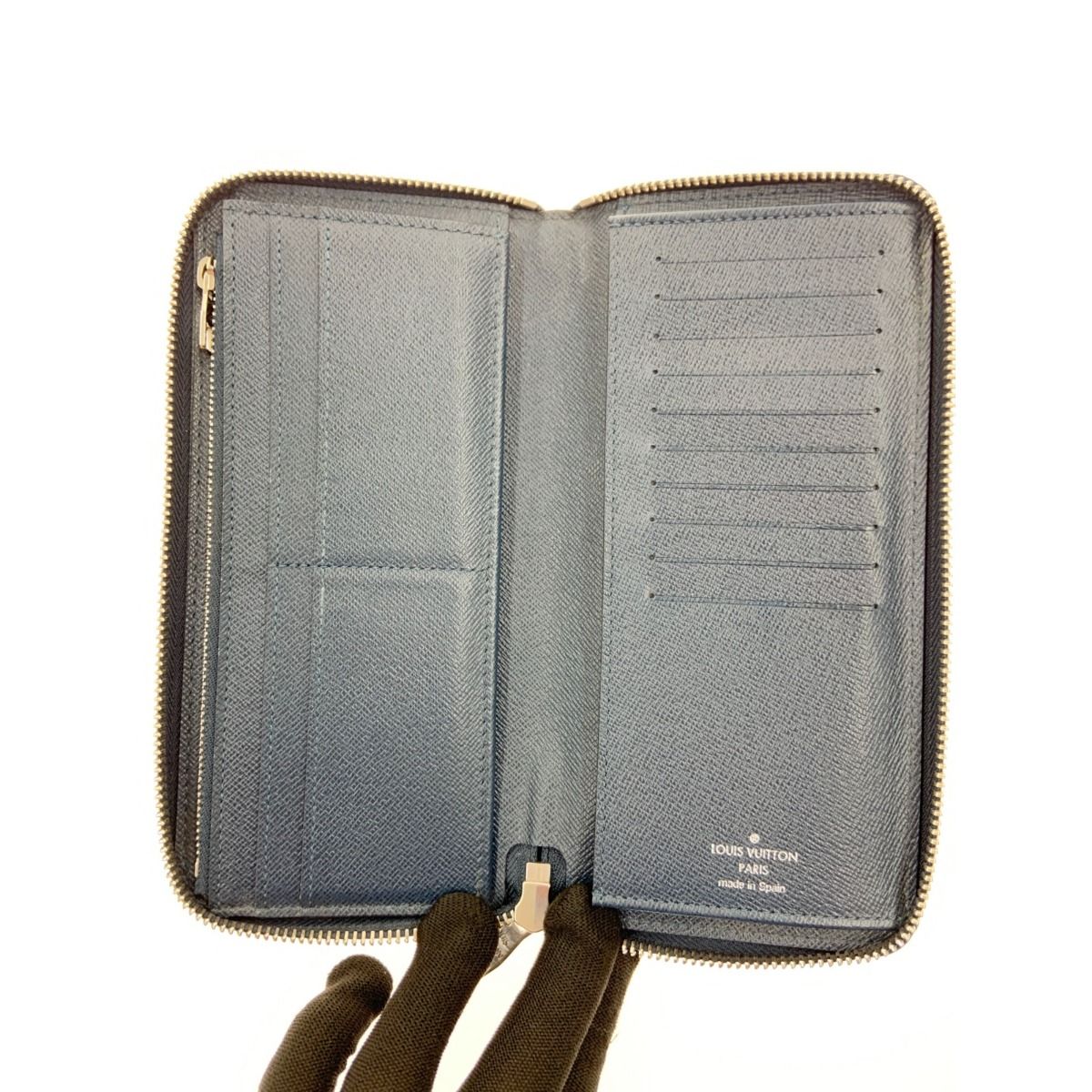 Louis Vuitton Taiga Zippy Wallet Vertical Zip Around Navy — view 7