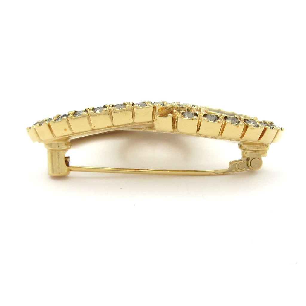 Chanel Brooch Gold Dark Gray CC Logo — view 4