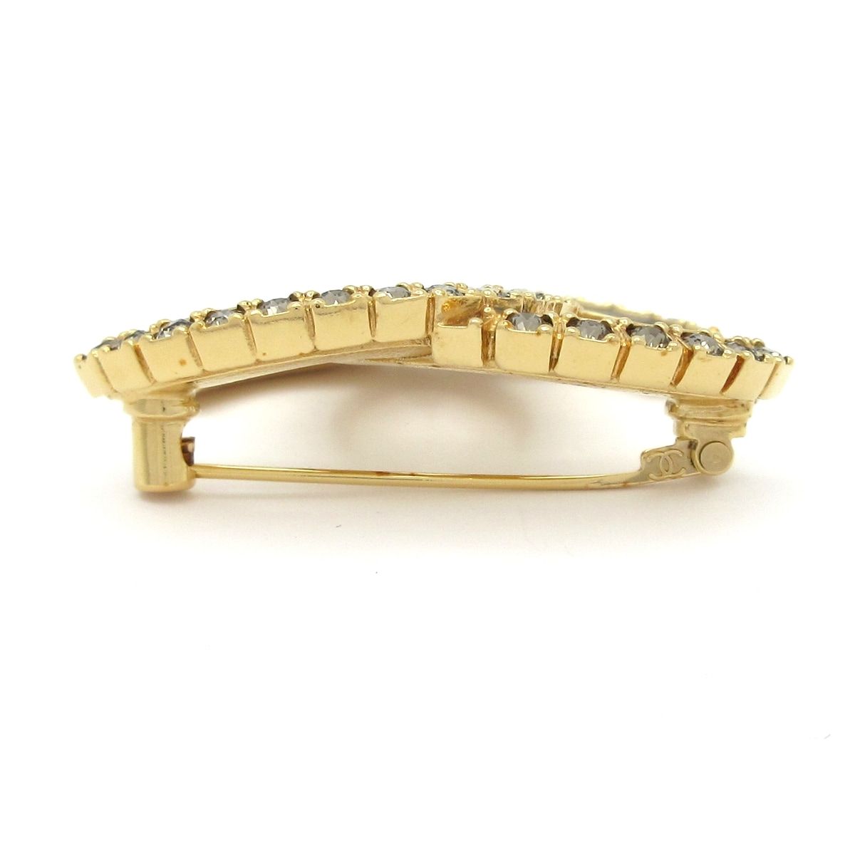 Chanel Brooch Gold Dark Gray CC Logo — view 4