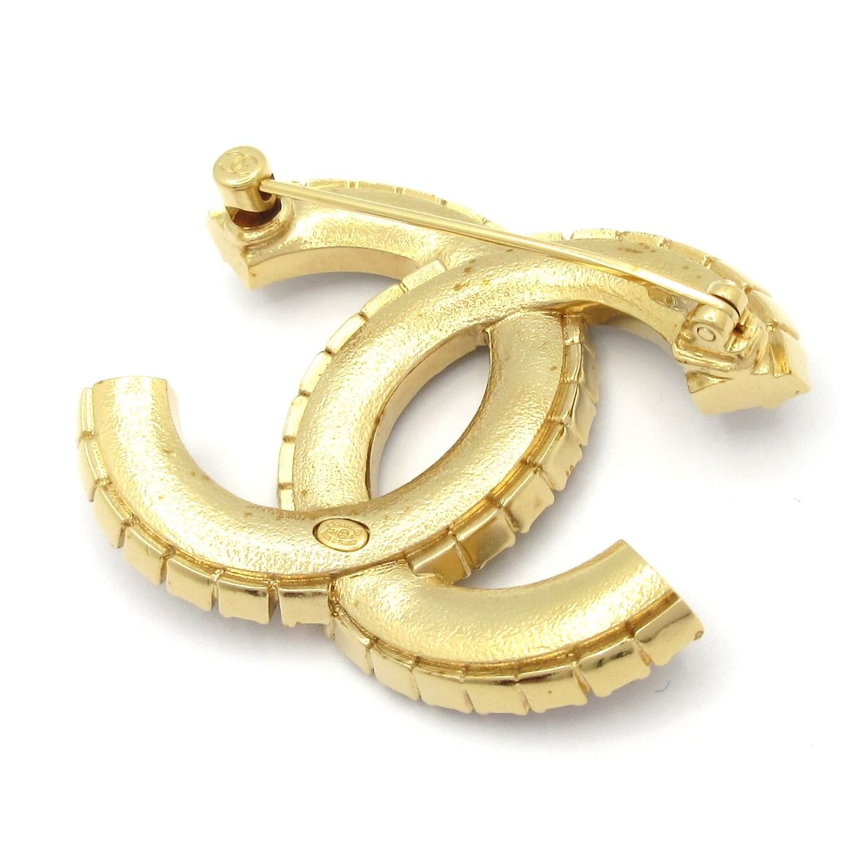 Chanel Brooch Gold Dark Gray CC Logo — view 2