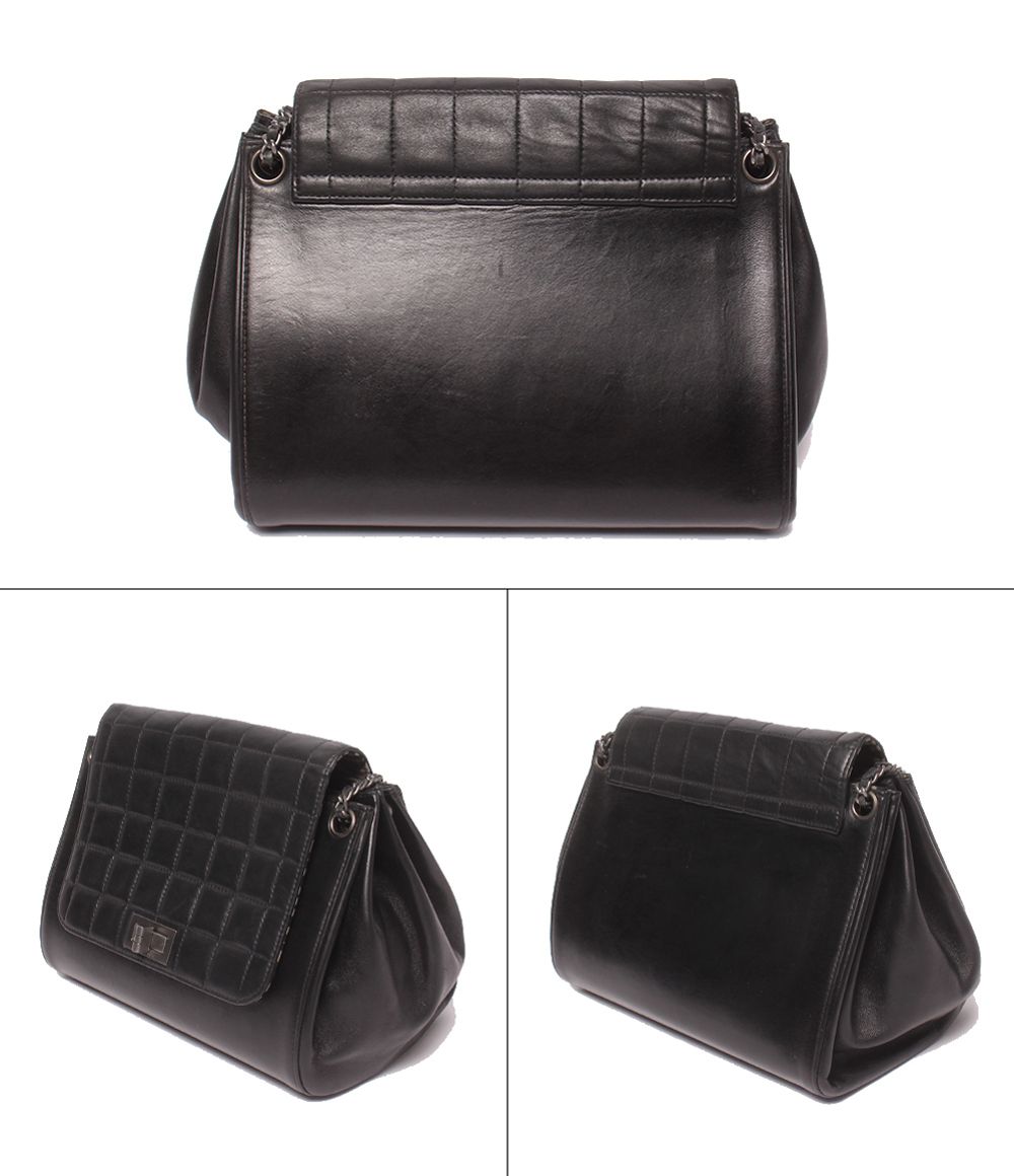 Chanel Chain Shoulder Bag Crossbody Silver Choco Bar 2.55 — view 2