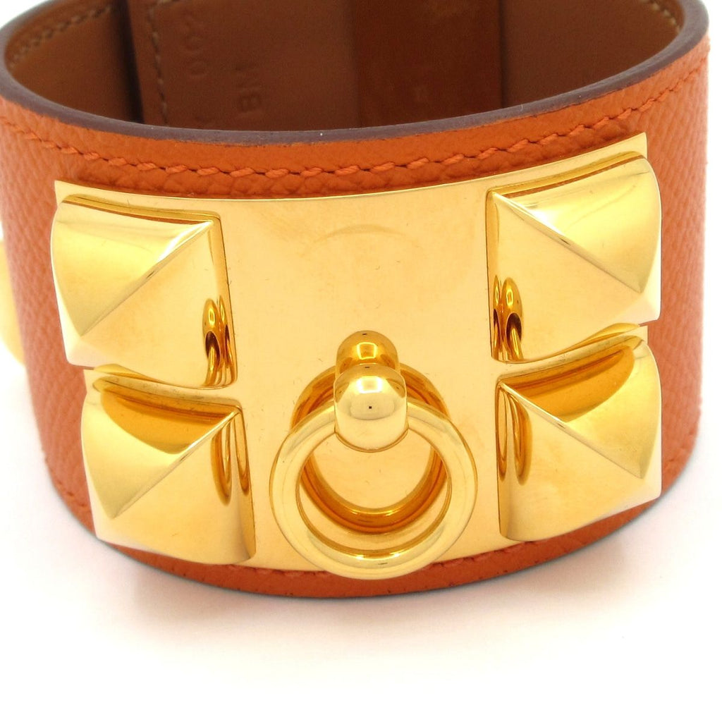 Hermes Bracelet Collier de Chien Medor Leather Orange T2 — view 2