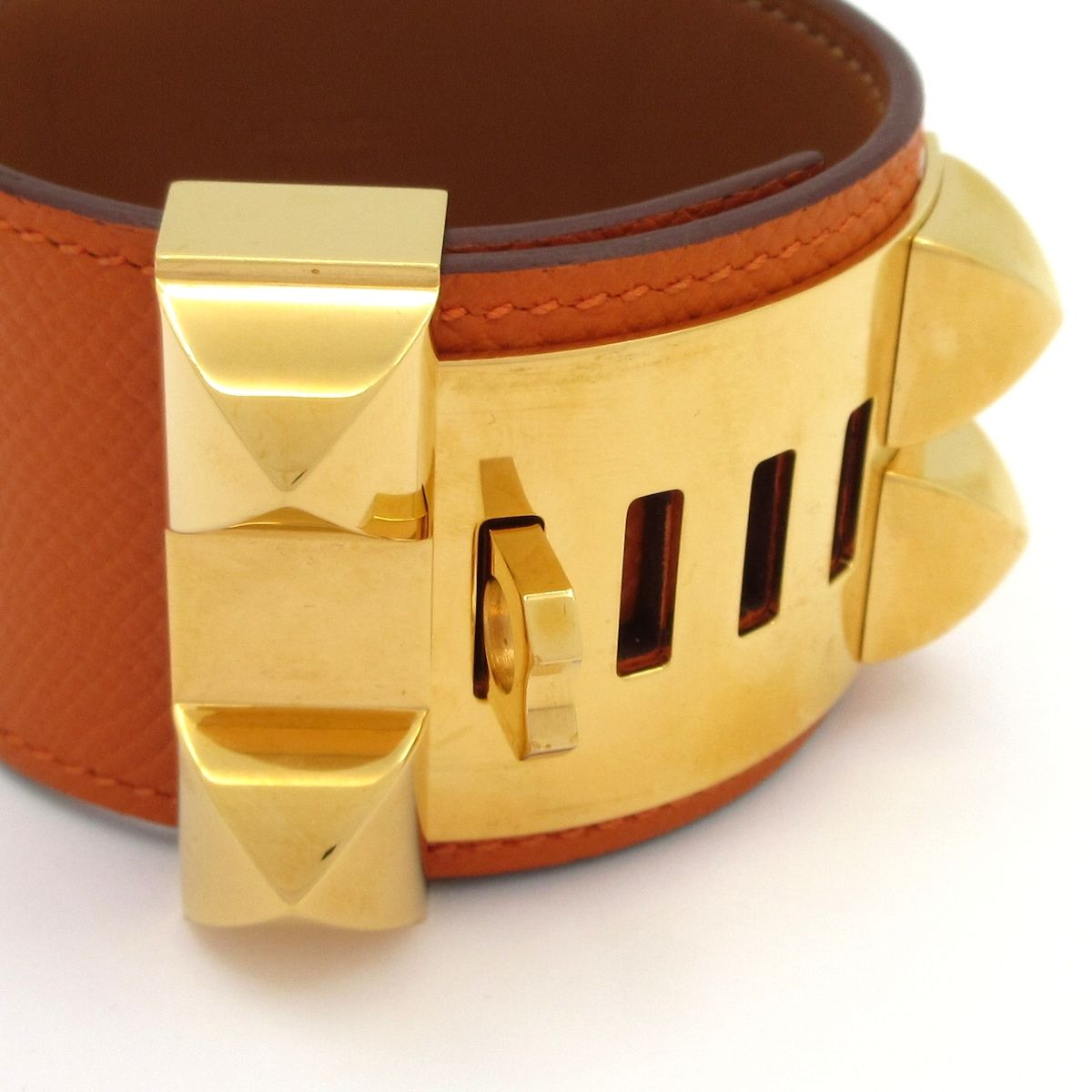 Hermes Bracelet Collier de Chien Medor Leather Orange T2 — view 4