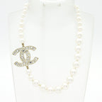 Chanel Necklace Ivory Gold Clear CC Logo Heart Star — view 2