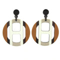 Hermes Earrings H Equipe Brown White
